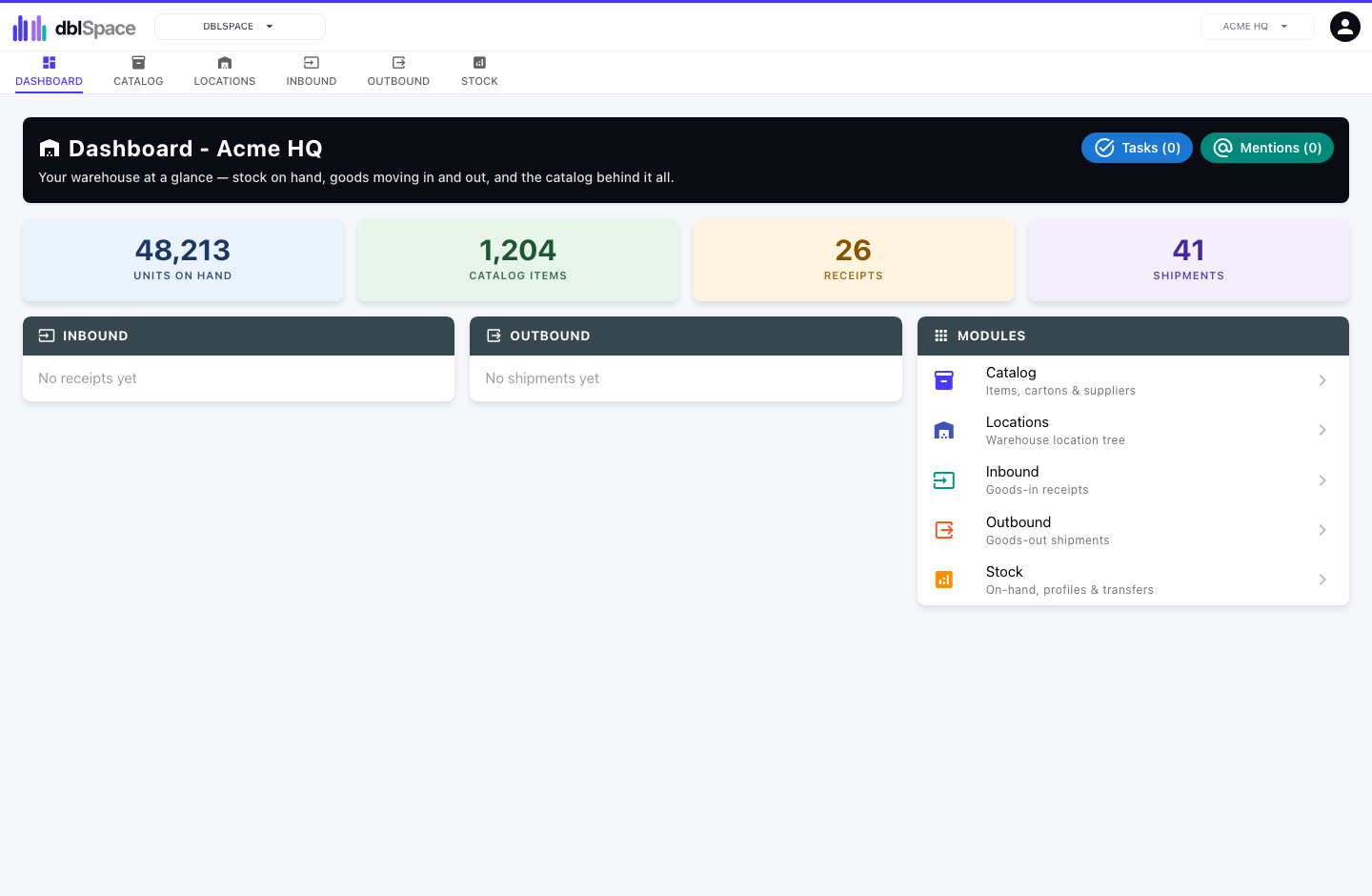 dblSpace dashboard