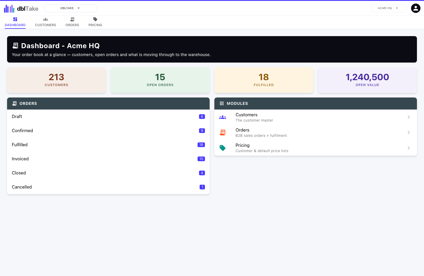 dblTake dashboard